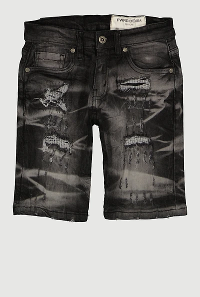 Boys Whiskered Rip and Repair Denim Shorts