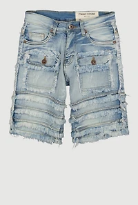 Boys Frayed Tiered Trim Denim Shorts