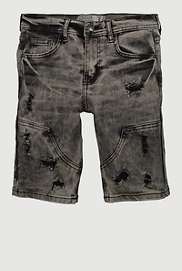 Boys Mineral Wash Distressed Shorts