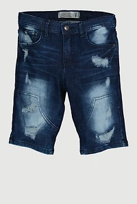 Boys Whiskered Distressed Denim Shorts