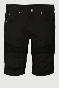 Boys Solid Moto Denim Shorts