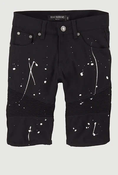Boys Moto Paint Splatter Denim Shorts