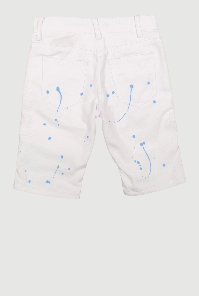 Boys Paint Splatter Moto Denim Shorts