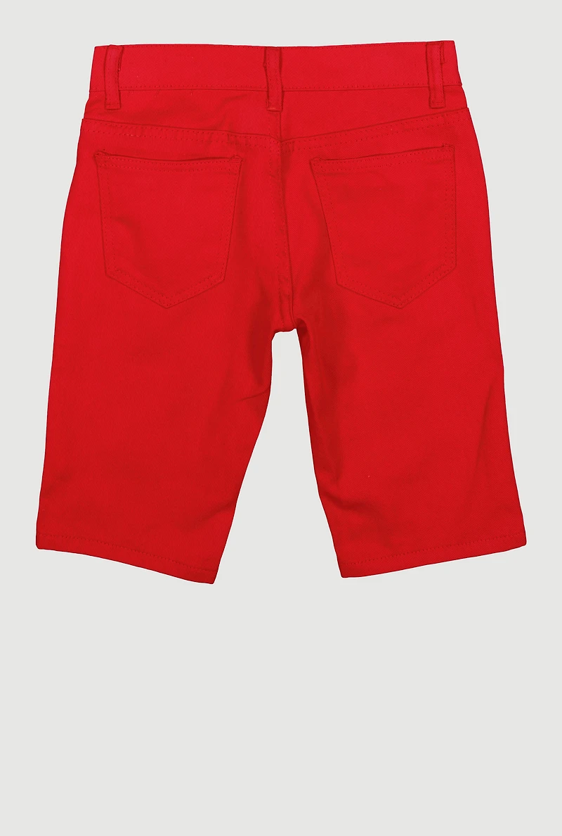Boys Solid Distressed Denim Shorts