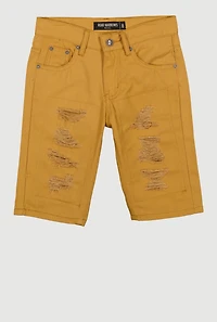 Boys Patch and Repaired Denim Shorts