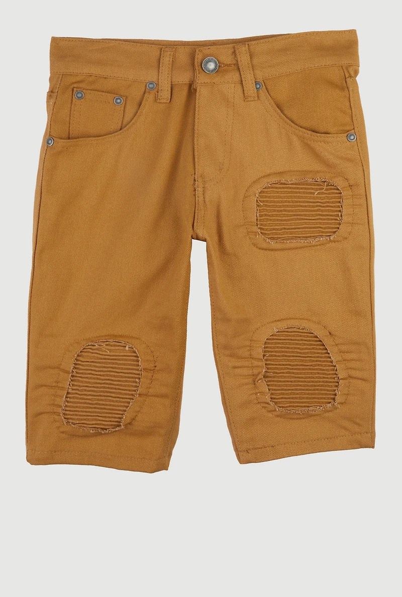 Boys Patch and Repair Denim Moto Shorts