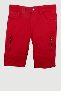 Boys Zipper Detail Denim Moto Shorts