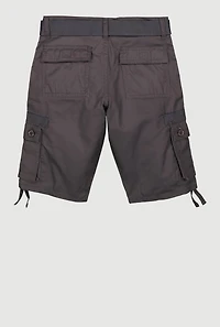 Boys Solid Cargo Shorts with Belt