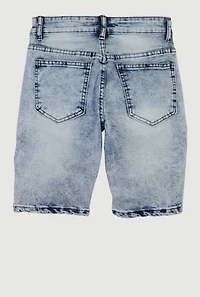 Boys Acid Wash Denim Frayed Moto Shorts