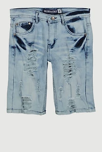 Boys Whiskered Patch and Repair Distressed Denim Shorts
