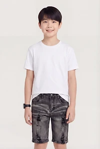 Boys Distressed Whiskered Denim Bermuda Shorts