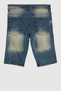 Boys Distressed Whiskered Acid Wash Denim Shorts