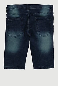 Boys Paint Splatter Whiskering Patterned Denim Shorts
