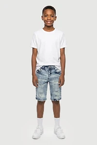 Boys Acid Wash Ripped Distressed Denim Shorts