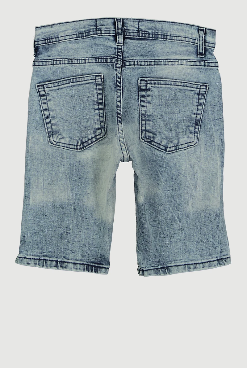 Boys Acid Wash Ripped Distressed Denim Shorts