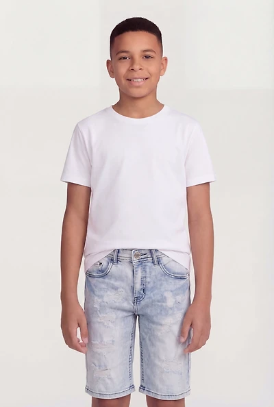 Boys Whiskered Distressed Denim Shorts
