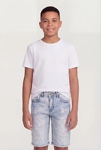 Boys Whiskered Distressed Denim Shorts
