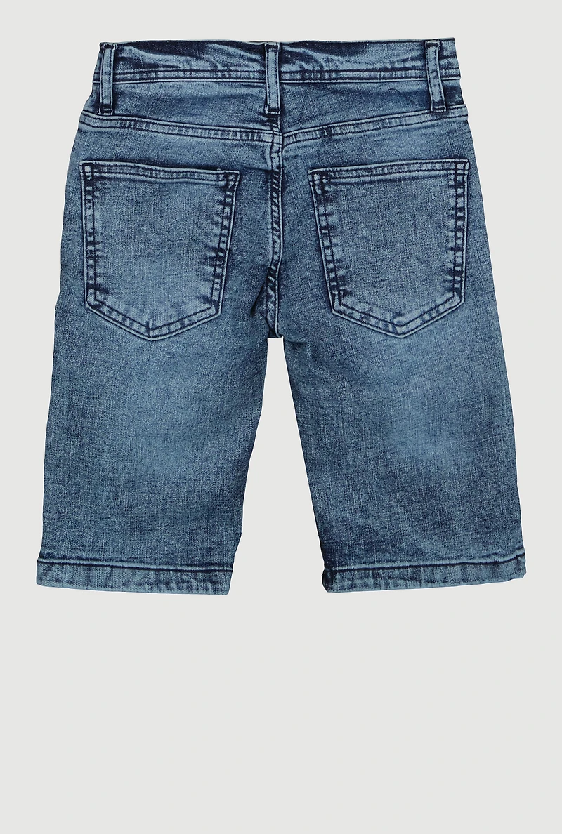 Boys Denim Distressed Bermuda Shorts