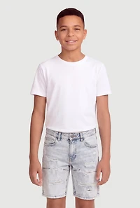 Boys Decorative Stitch Stone Wash Bermuda Shorts