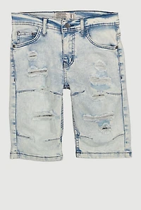 Boys Decorative Stitch Stone Wash Bermuda Shorts