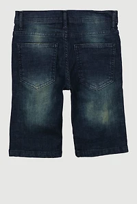 Boys Whiskered Distressed Denim Bermuda Shorts