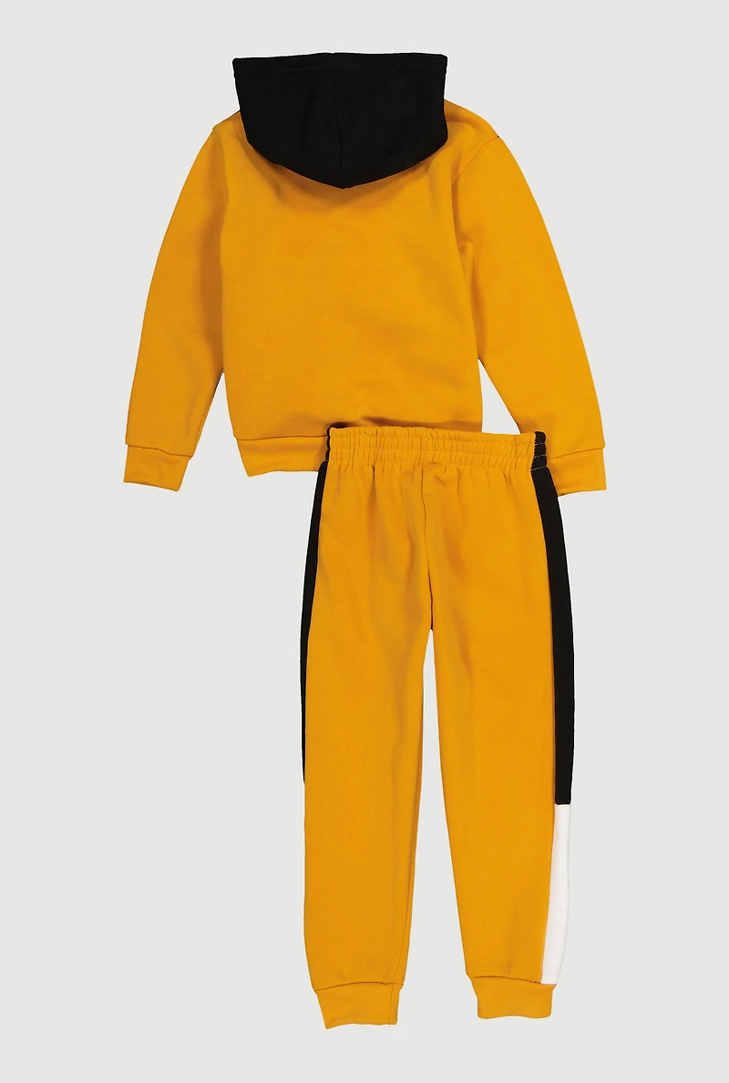 Little Boys Color Block Fresh Graphic Hoodie and Joggers, Yellow,