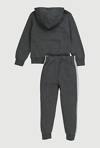 Little Boys King Graphic Color Blocked Hoodie and Joggers