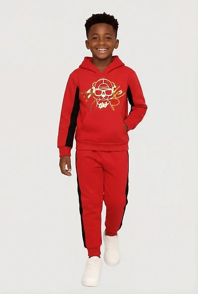 Little Boys Hustle Hard Bear Hoodie and Joggers