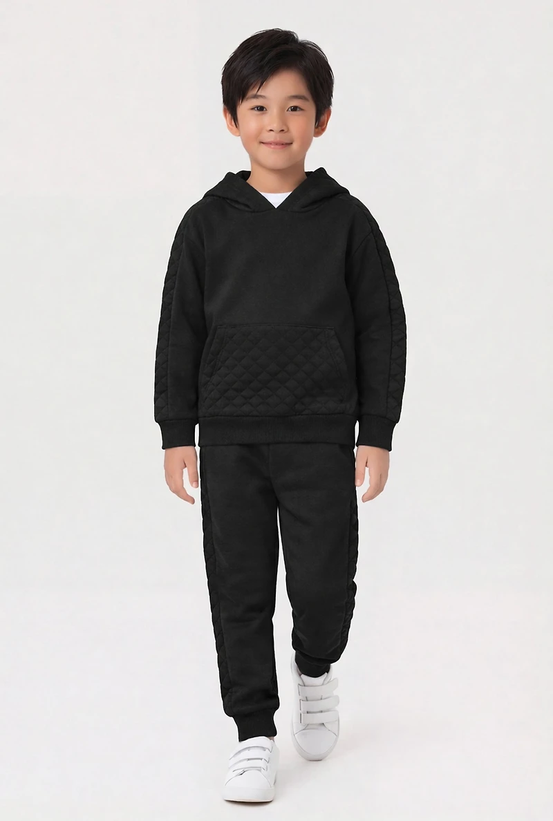 Little Boys Quilted Detail Hoodie and Joggers