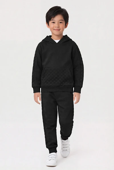 Little Boys Quilted Detail Hoodie and Joggers