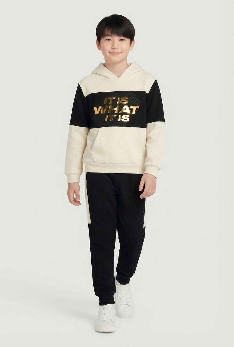 Boys It Is What It Is Embossed Graphic Hoodie and Joggers, Multi, Size 16-18
