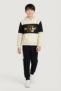 Boys It Is What It Is Embossed Graphic Hoodie and Joggers, Multi, Size 16-18