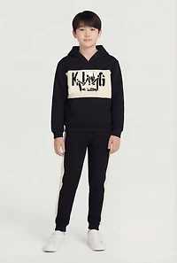 Boys King Graphic Contrast Trim Sweatshirt and Joggers