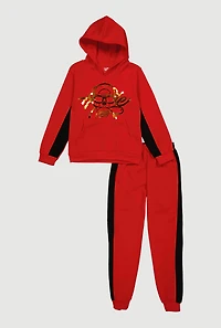 Boys Hustle Hard Foil Screen Hoodie and Joggers