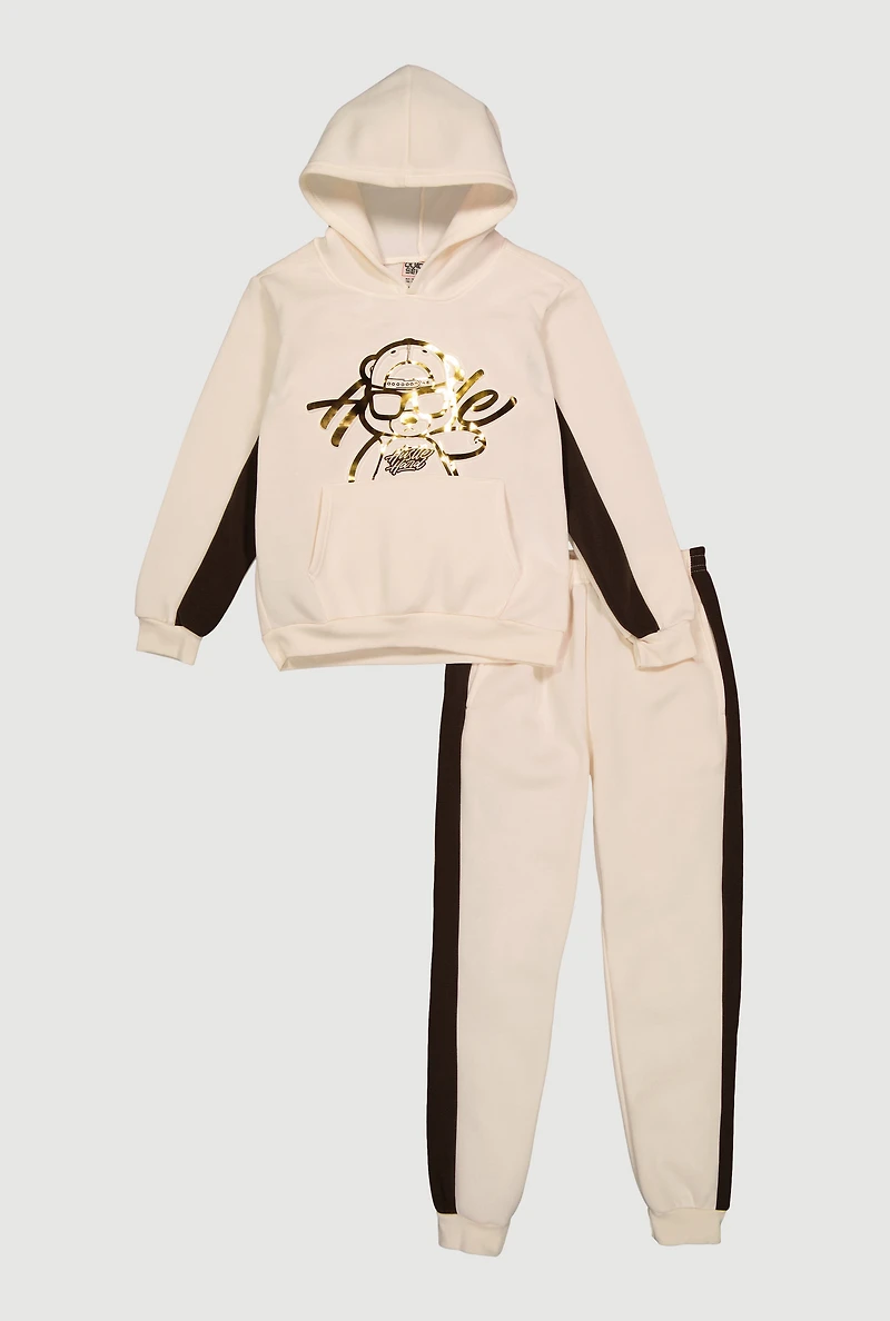 Boys Hustle Hard Foil Screen Hoodie and Joggers