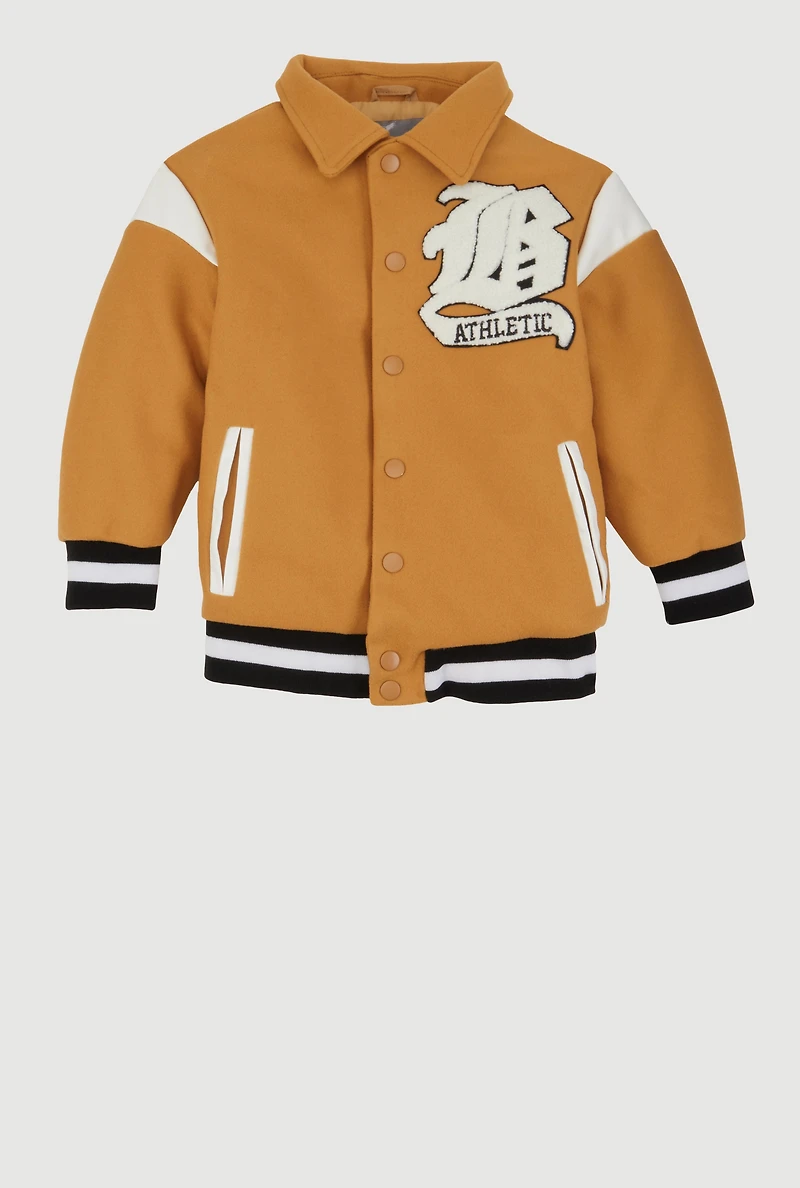 Little Boys B Initial Chenille Patch Letterman Jacket