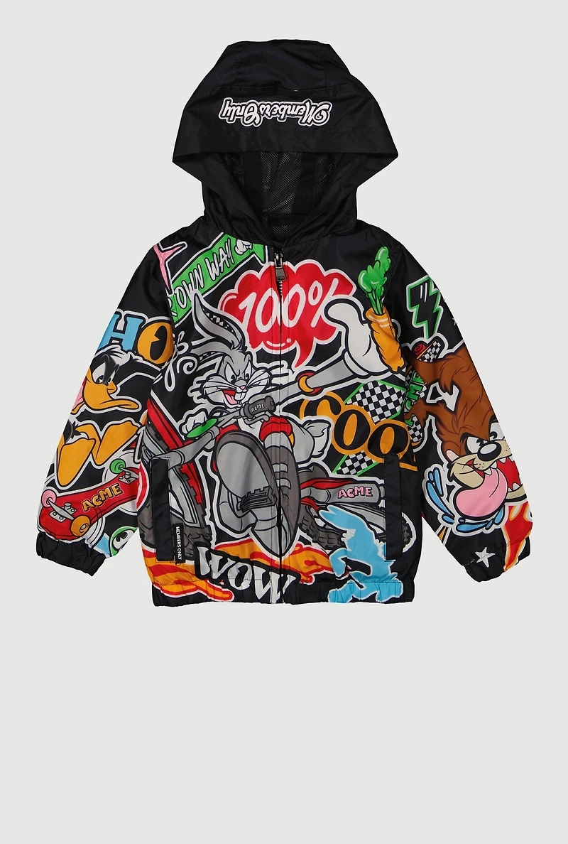 Little Boys Looney Tunes Graphic Hooded Windbreaker