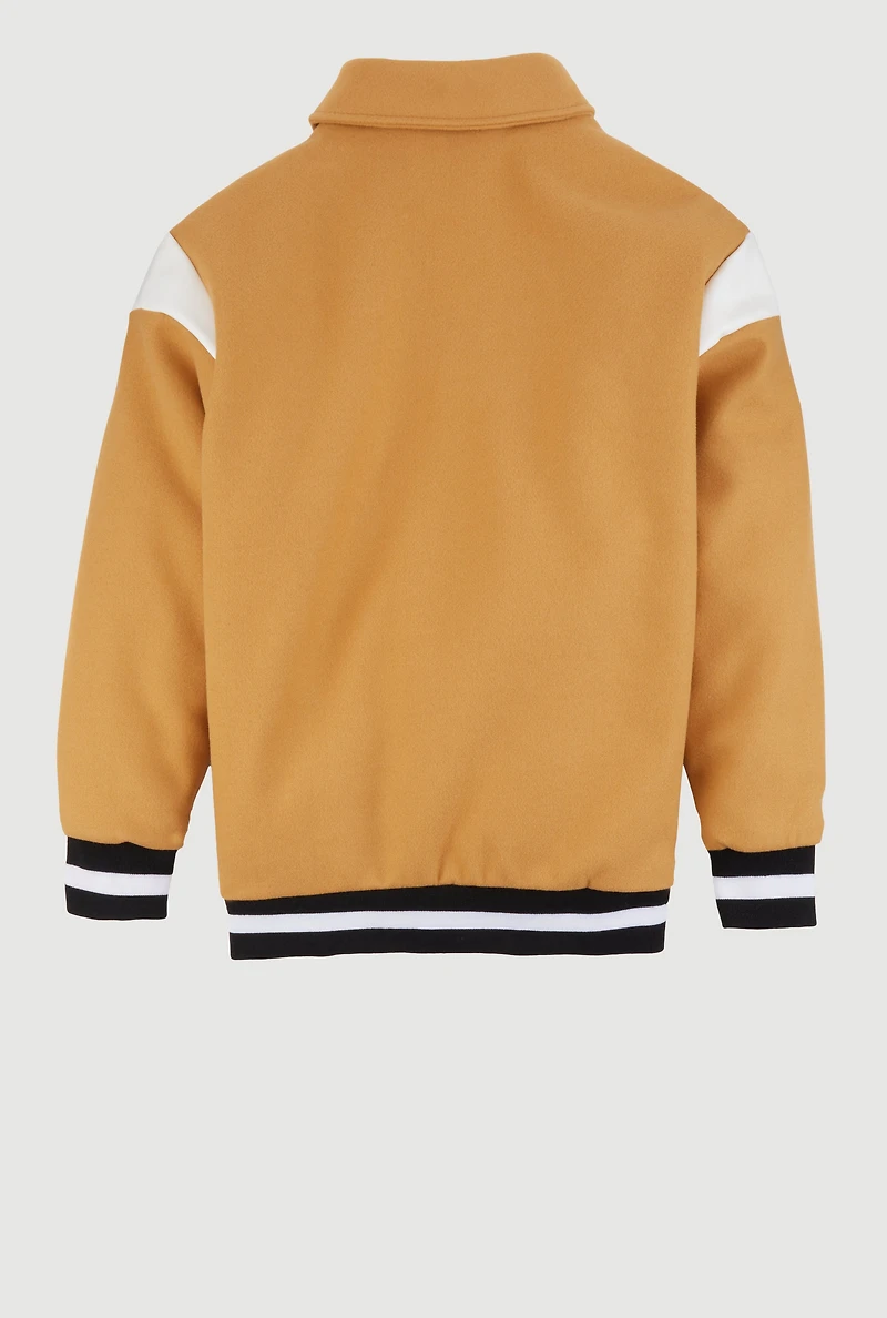 Womens Boys B Initial Chenille Patch Letterman Jacket,