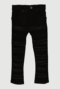 Little Boys Frayed Skinny Leg Jeans, Black, Size 5