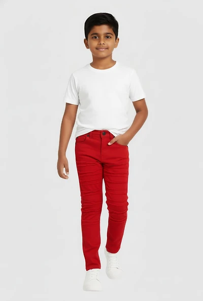 Little Boys Frayed Stretch Jeans