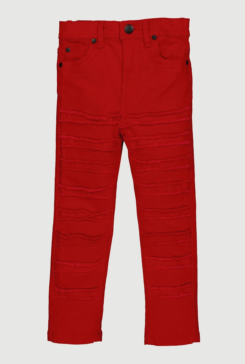 Little Boys Frayed Stretch Jeans