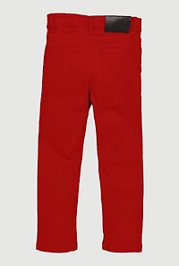 Little Boys Frayed Stretch Jeans, Red, Size 4