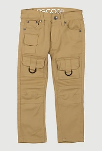 Little Boys Twill Moto Skinny Cargo Pants, Khaki, Size 7