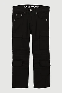 Little Boys Cargo Pocket Moto Jeans, Black, Size 6