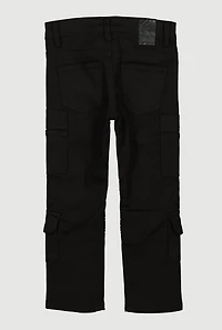 Little Boys Cargo Pocket Moto Jeans, Black, Size 6