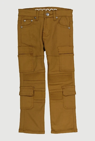 Little Boys Moto Cargo Pants, Brown, Size 4