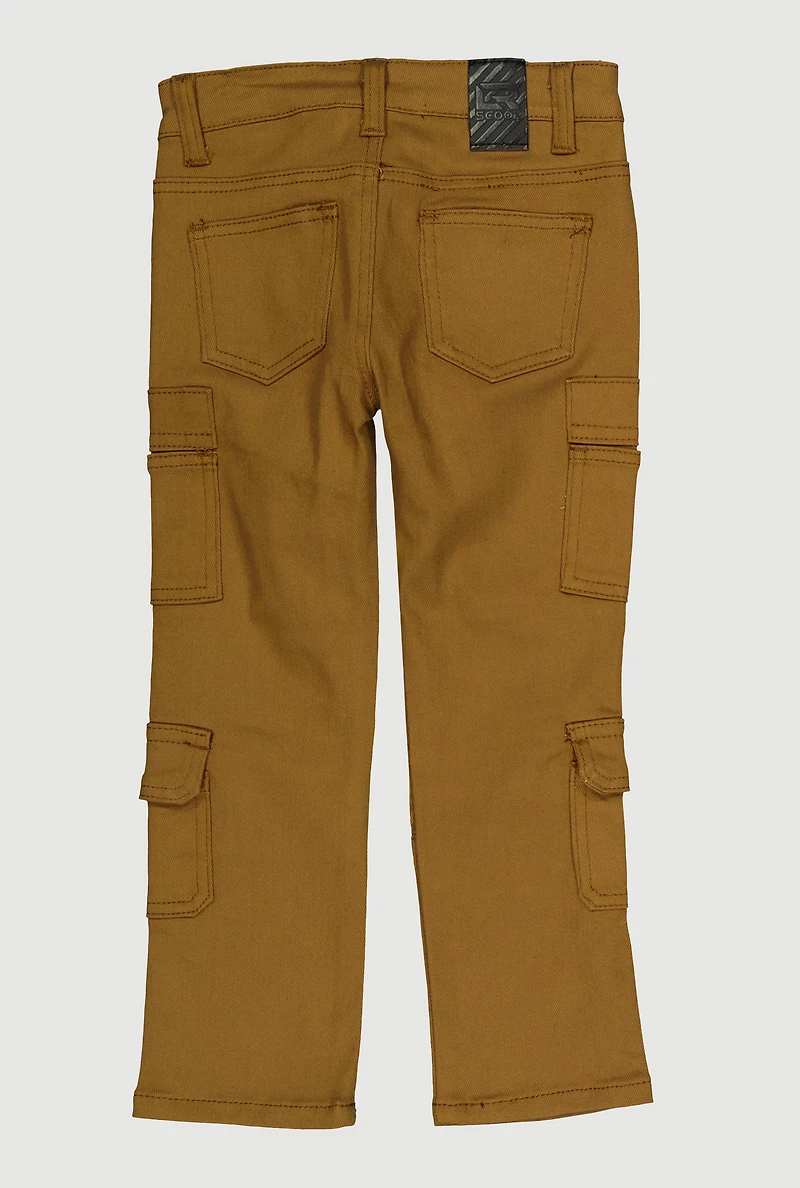 Little Boys Moto Cargo Pants, Brown, Size 4