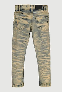 Little Boys Whiskered Distressed Faded Jeans, Blue, Size 5