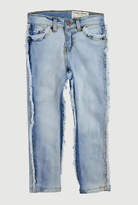 Little Boys Frayed Decorative Stitch Jeans, Blue, Size 4
