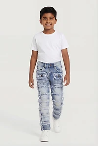 Little Boys Acid Wash Frayed Trim Jeans